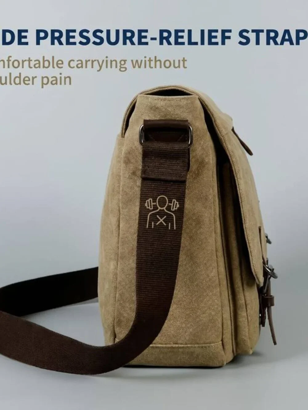 Retro Canvas Messenger Bag Large Capacity Casual Crossbody Shoulder Satchel